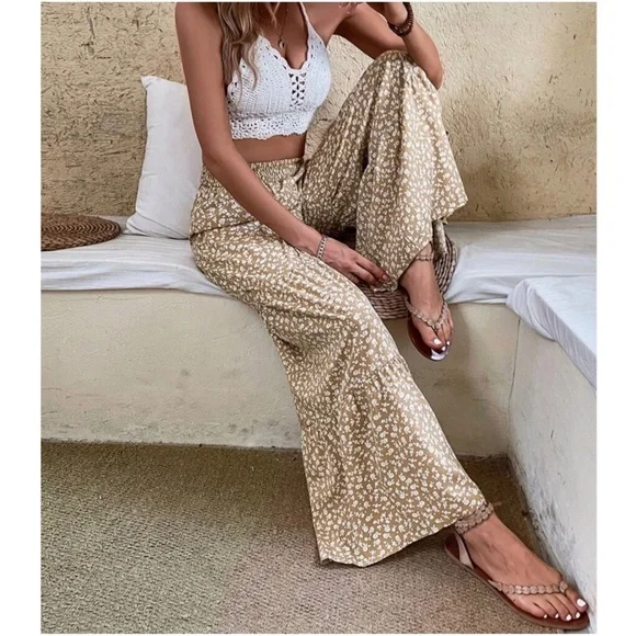 Boho Floral Print Wide leg Palazzo Lounge Pants - Picture 6 of 7